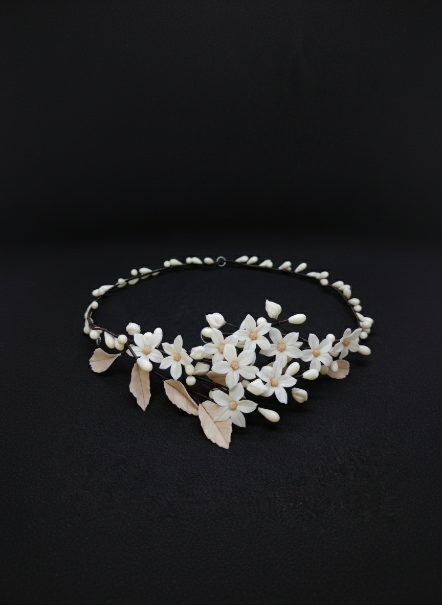 corona de novia con flores y pistilos hechos a mano con porcelana fría, corona de comunión, tiara de flores corona de novia con flores y pistilos hechos a mano con porcelana fría, corona de comunión, tiara de flores