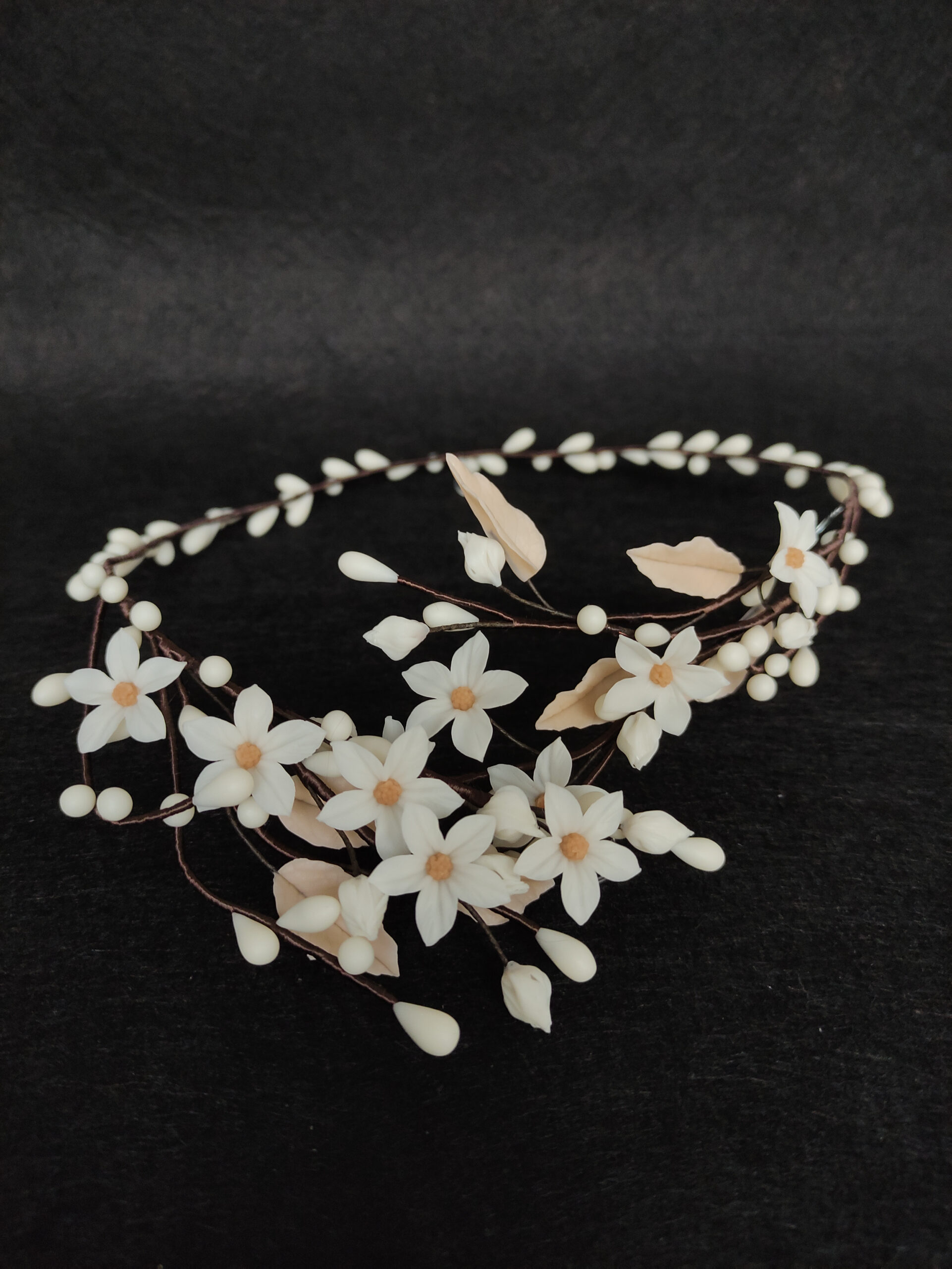 corona de novia con flores y pistilos hechos a mano con porcelana fría, corona de comunión, tiara de flores corona de novia con flores y pistilos hechos a mano con porcelana fría, corona de comunión, tiara de flores